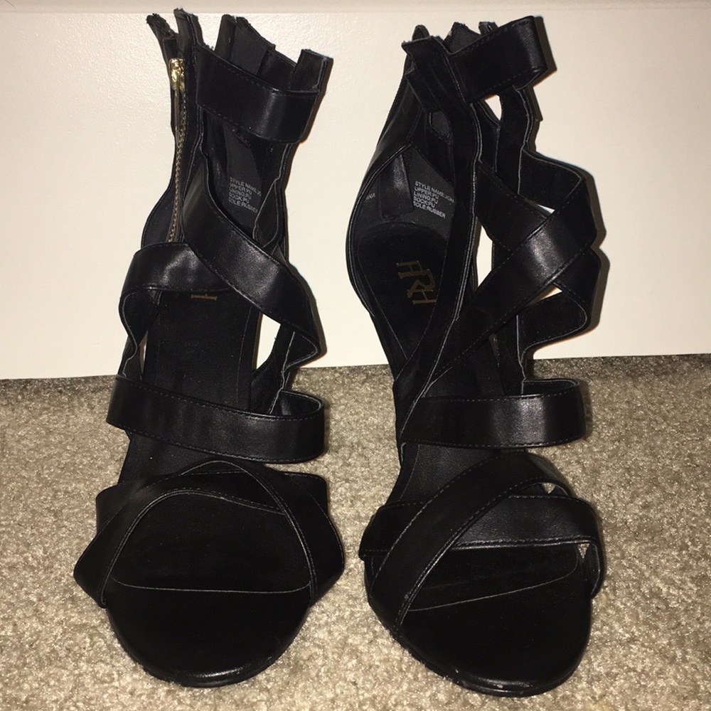 Black strap heels